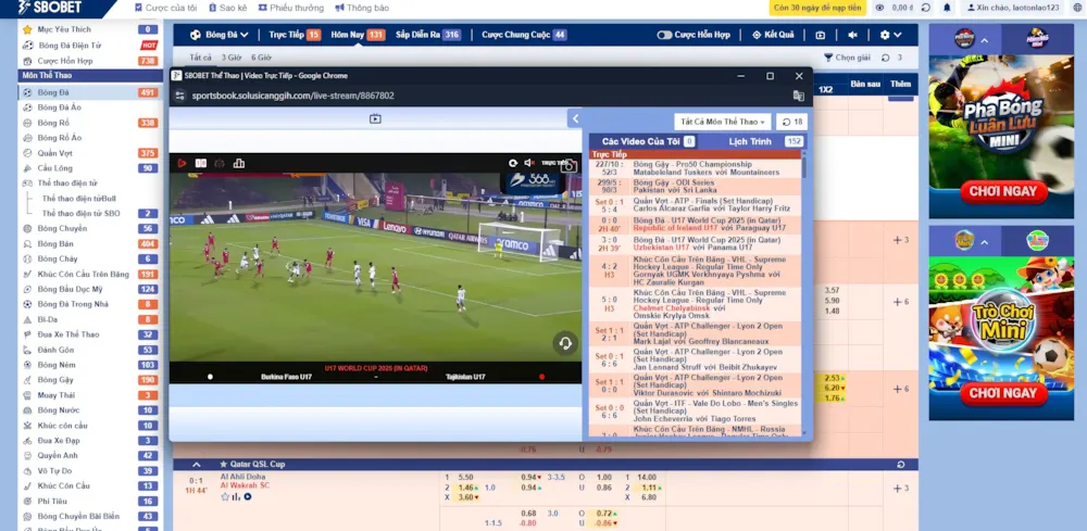 Cách chơi Bóng Đá tại SBOBET