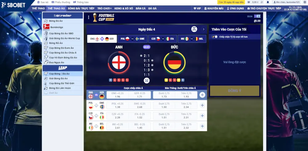 Bật Mí Cách Chơi Cúp Bóng Đá Ảo SBO Tại SBOBET Luôn Thắng 2 Cách chơi Cúp Bóng Đá Ảo SBO tại SBOBET